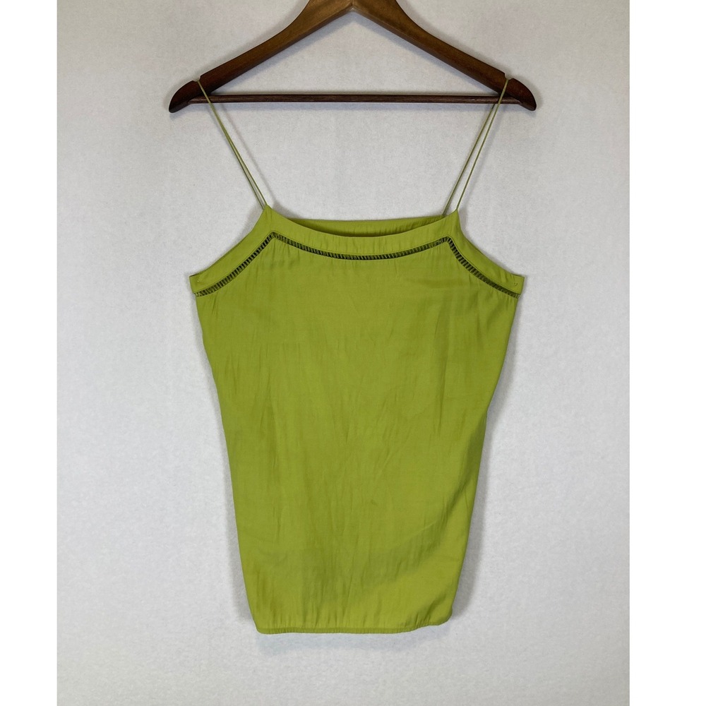 Boho Chic Mango Suit Women Sm Lime Green Crochet Trim Spaghetti‎ Strap Camisole